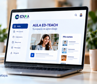 Computadora con el aula virtual AULA ED-TEACH de EDUKA